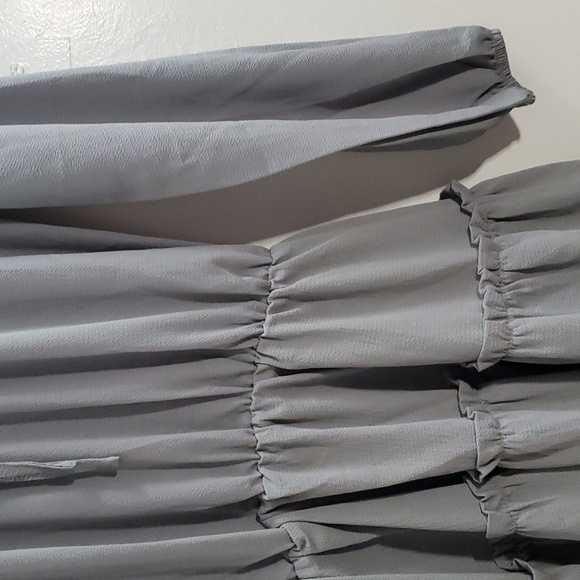 Summer chiffon mini ruffle dress long sleeves gray small - Picture 4 of 8